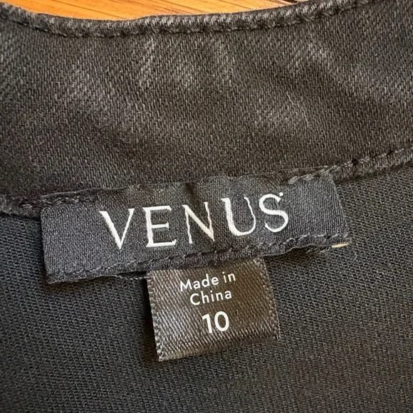 VENUS stretch denim Black Wide-Leg Jumpsuit - Picture 6 of 12